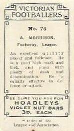 1933 Hoadley's Victorian Footballers #76 Alby Morrison Back